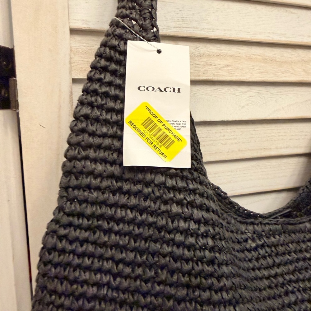 NWT Coach Black Straw/Woven Brooklyn 39 with dust bag - Picture 2 of 6